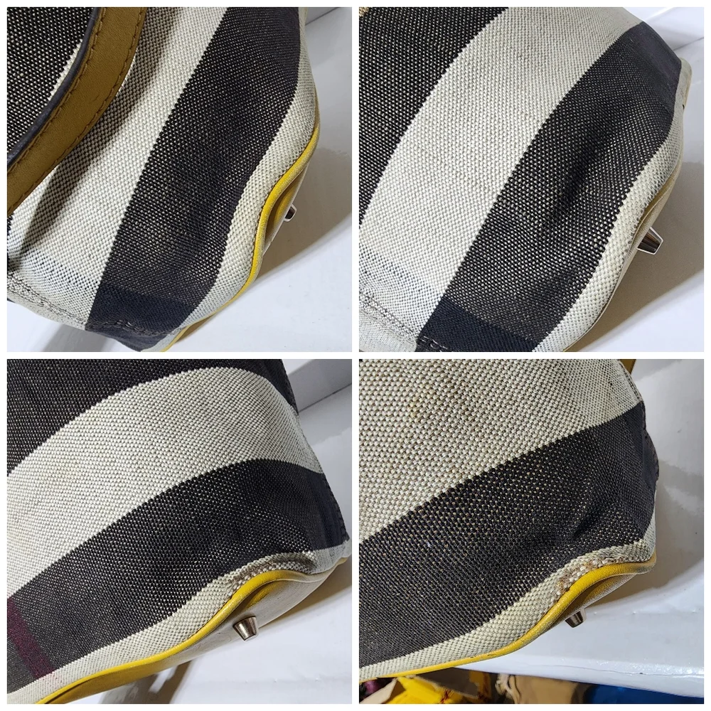 BURBERRY Canvas Mega Check Medium Ashby Hobo Saddle Bag Yellow/Beige